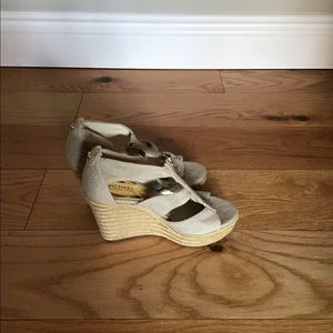 CREAM LINEN MICHAEL KORS SHOES WITH CORK SOLE